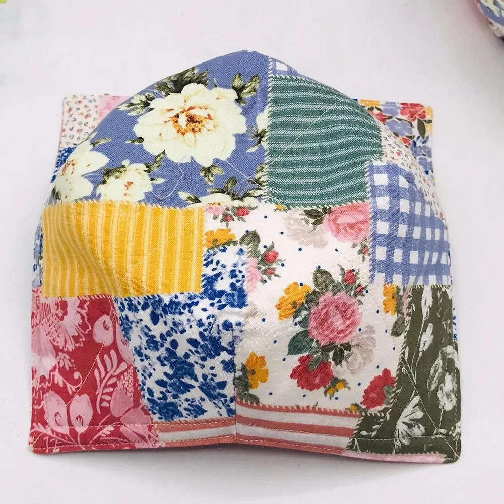Microwave Soup Bowl Cozy: Reversible, Patchwork Rose Cottage Garden